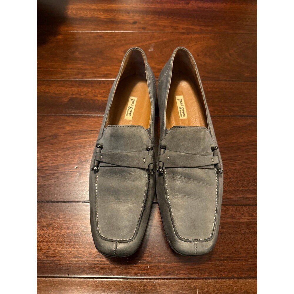Paul Green Nubuck Bit Loafers – Gray Leather Slip-On Shoes size 7.5 - Picture 2 of 5